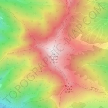 Topografische kaart Monte Faudo, hoogte, reliëf
