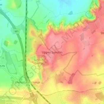 Topografische kaart Upper Sundon, hoogte, reliëf
