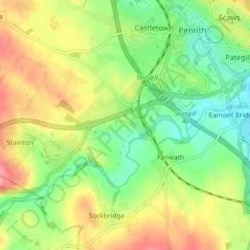 Topografische kaart Redhills, hoogte, reliëf