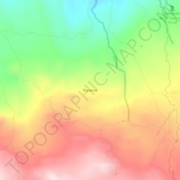 Topografische kaart Paramo, hoogte, reliëf