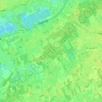 Topografische kaart Heidehuizen, hoogte, reliëf