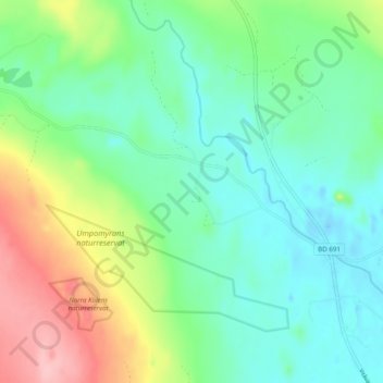 Topografische kaart Glad, hoogte, reliëf