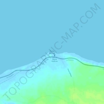 Topografische kaart Punta Gallinas, hoogte, reliëf