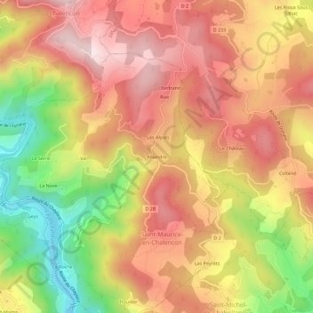 Topografische kaart Alliandre, hoogte, reliëf