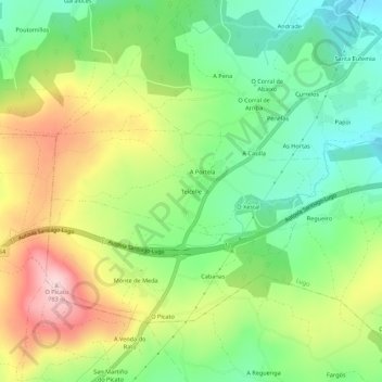 Topografische kaart Teicelle, hoogte, reliëf