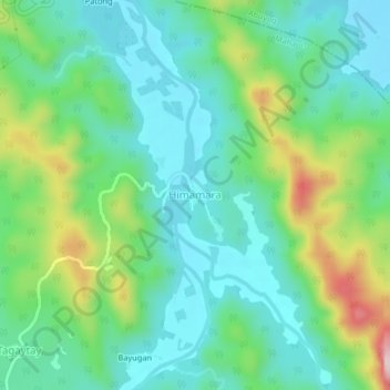 Topografische kaart Himamara, hoogte, reliëf