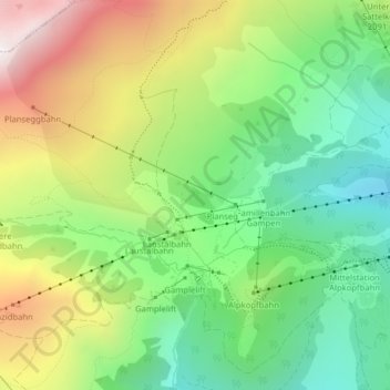 Topografische kaart Komperdell, hoogte, reliëf