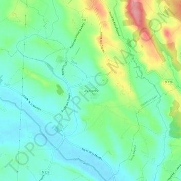 Topografische kaart Les Crozes, hoogte, reliëf