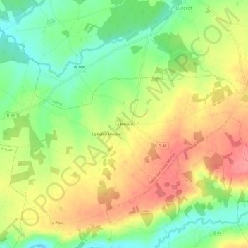 Topografische kaart La Minière, hoogte, reliëf