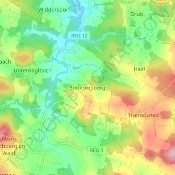 Topografische kaart Sommersberg, hoogte, reliëf