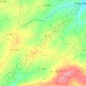 Topografische kaart La Roulandière, hoogte, reliëf