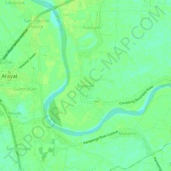 Topografische kaart Batasan, hoogte, reliëf