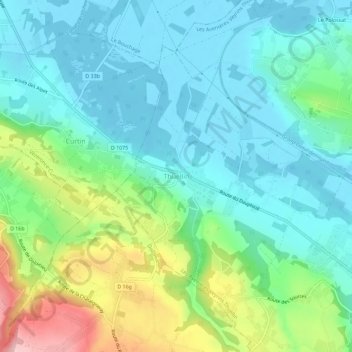 Topografische kaart Thuellin, hoogte, reliëf