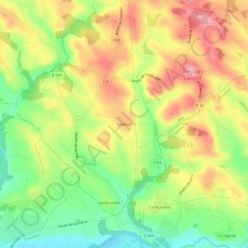 Topografische kaart Grimaut, hoogte, reliëf