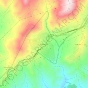 Topografische kaart El Cuartón, hoogte, reliëf
