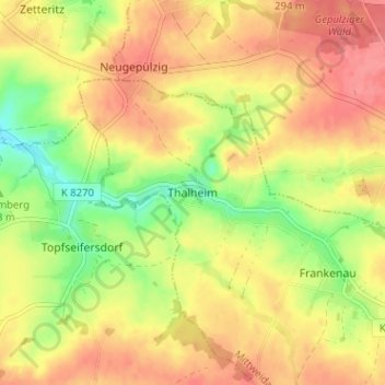 Topografische kaart Thalheim, hoogte, reliëf