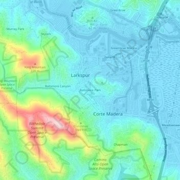 Topografische kaart Baltimore Park, hoogte, reliëf