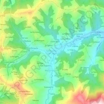 Topografische kaart San Julián, hoogte, reliëf