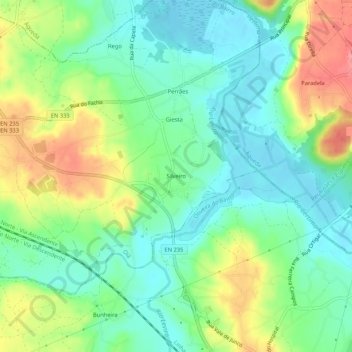 Topografische kaart Silveiro, hoogte, reliëf