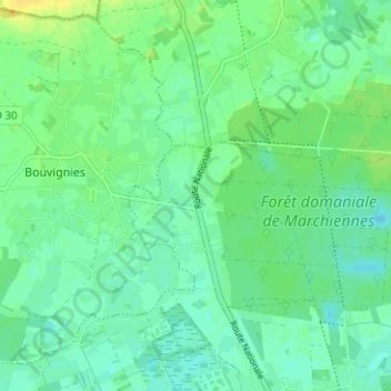 Topografische kaart Sec Marais, hoogte, reliëf