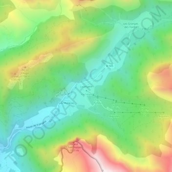 Topografische kaart La Jarjatte, hoogte, reliëf