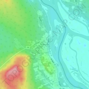 Topografische kaart Hedenäset, hoogte, reliëf