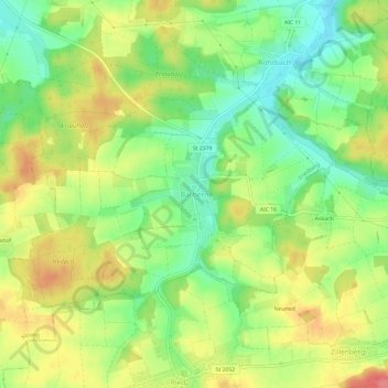 Topografische kaart Bachern, hoogte, reliëf