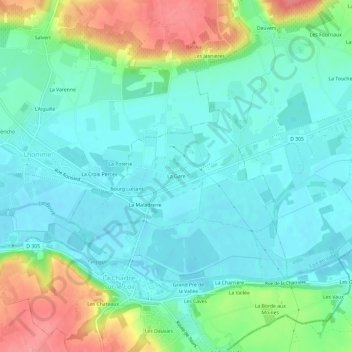 Topografische kaart La Gare, hoogte, reliëf