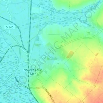 Topografische kaart Nolette, hoogte, reliëf