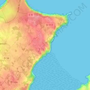 Topografische kaart Saint-Guireuc, hoogte, reliëf