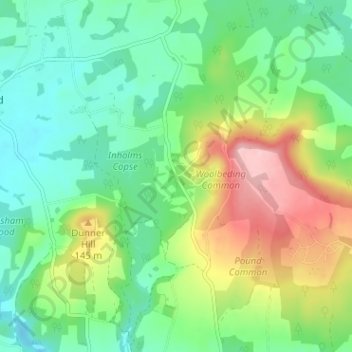 Topografische kaart Redford, hoogte, reliëf
