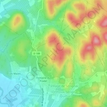 Topografische kaart Courmelle, hoogte, reliëf