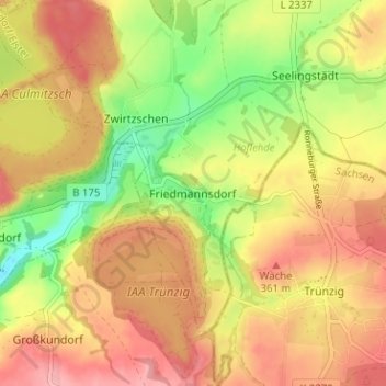 Topografische kaart Friedmannsdorf, hoogte, reliëf