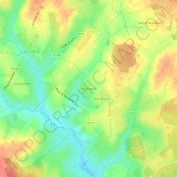 Topografische kaart Bouchetout, hoogte, reliëf