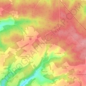 Topografische kaart Maurepas, hoogte, reliëf