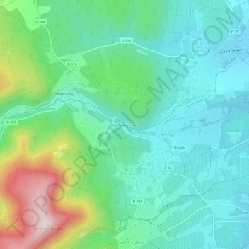 Topografische kaart Kupferhammer, hoogte, reliëf