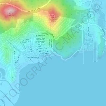 Topografische kaart Aplaya Del Subic, hoogte, reliëf