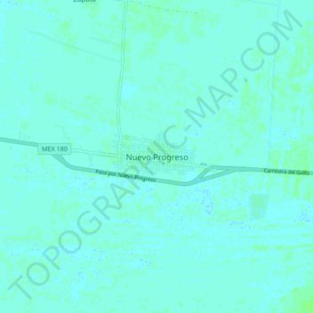 Topografische kaart Nuevo Progreso, hoogte, reliëf