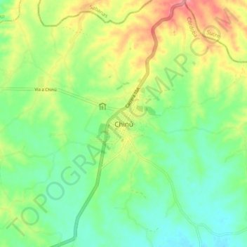 Topografische kaart Chinú, hoogte, reliëf