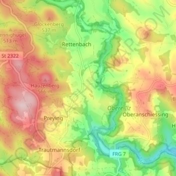Topografische kaart Lembach, hoogte, reliëf