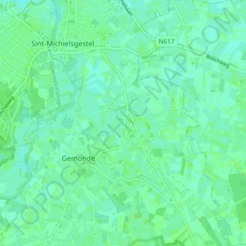 Topografische kaart De Kaatse Hoeve, hoogte, reliëf