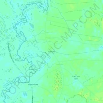 Topografische kaart Freeland, hoogte, reliëf