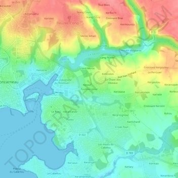 Topografische kaart Toulmengleuz, hoogte, reliëf