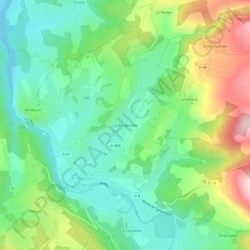 Topografische kaart La Brugerette, hoogte, reliëf