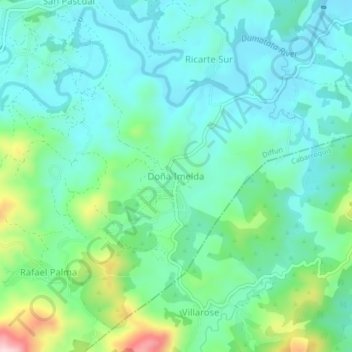 Topografische kaart Doña Imelda, hoogte, reliëf