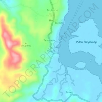 Topografische kaart Munte, hoogte, reliëf
