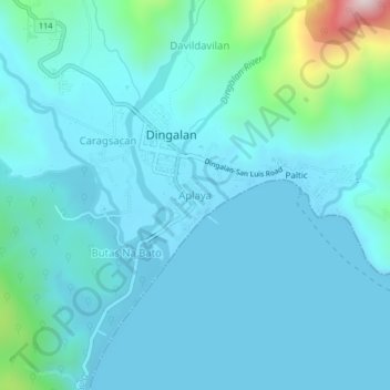 Topografische kaart Aplaya, hoogte, reliëf