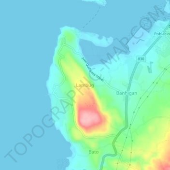 Topografische kaart Lambug, hoogte, reliëf