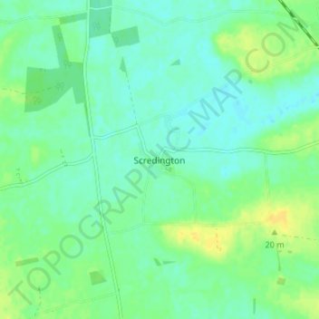 Topografische kaart Scredington, hoogte, reliëf