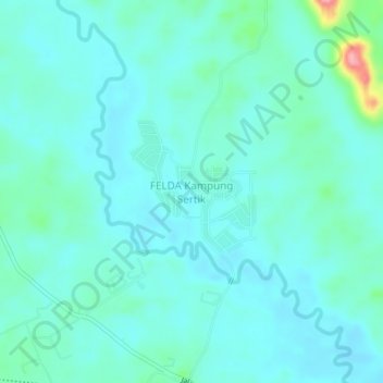 Topografische kaart FELDA Kampung Sertik, hoogte, reliëf